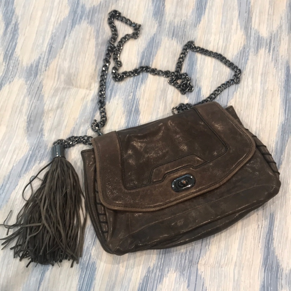 Grey leather bag